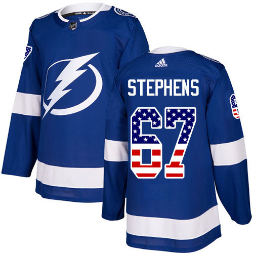 Adidas Tampa Bay Lightning Men #67 Mitchell Stephens Blue Home Authentic USA Flag Stitched NHL Jersey